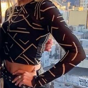 black and white mesh top